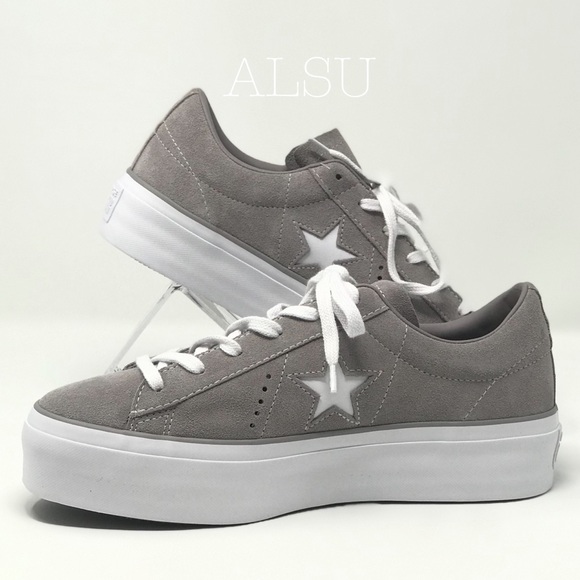 Converse One Star Platform OX Suede Mercury Grey W - Picture 2 of 9